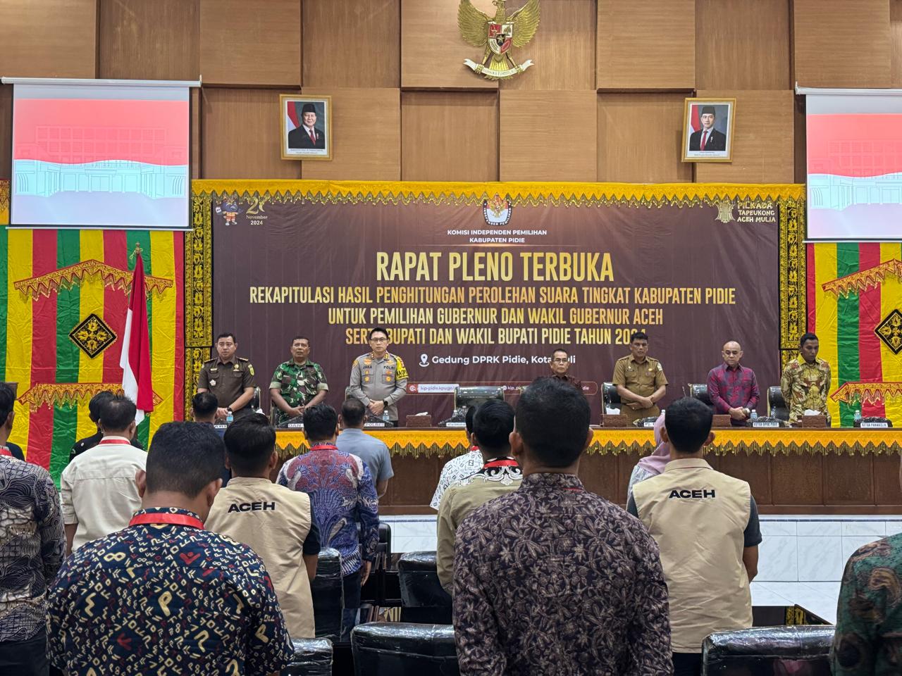 Kapolres Pidie Hadiri Rapat Pleno Terbuka Rekapitulasi Penghitungan Suara Pilkada Tingkat Kabupaten