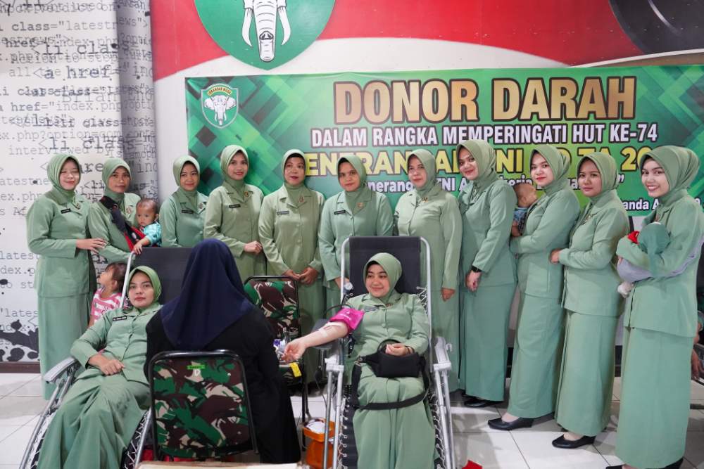 Peringati HUT Ke-74 Penerangan TNI AD, Pendam IM Gelar Baksos Donor Darah.