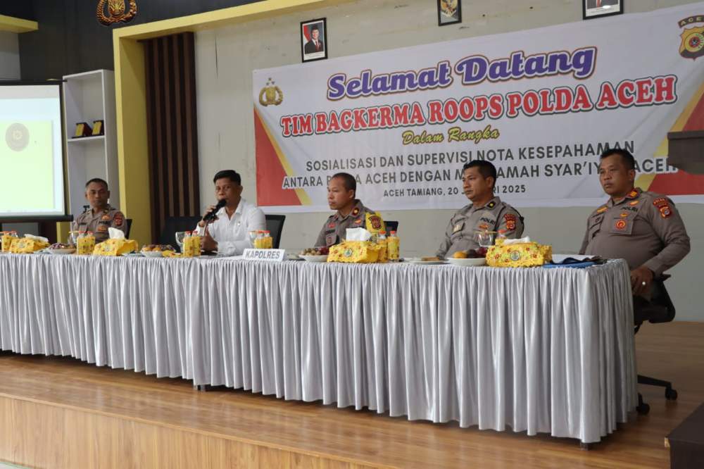 Polres Aceh Tamiang Mengikuti Sosialisasi dan Supervisi Nota Kesepahaman Antara Polda Aceh dengan Mahkamah Syariah
