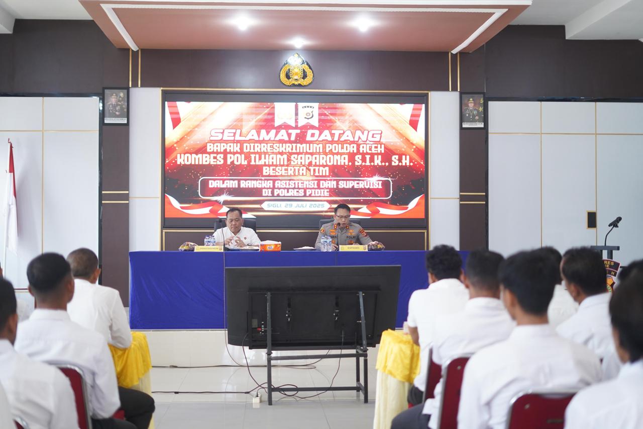 Kapolres Pidie Sambut Tim Asistensi dan Supervisi Ditreskrimum Polda Aceh