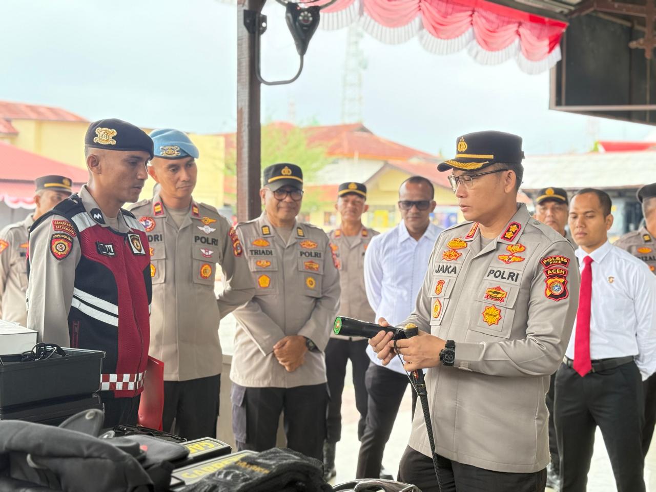 Kapolres Pidie Cek Kesiapan Peralatan Dalmas Satuan Samapta