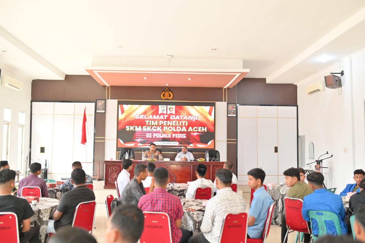 Polres Pidie Terima Kunjungan Tim Peneliti SKM Polda Aceh