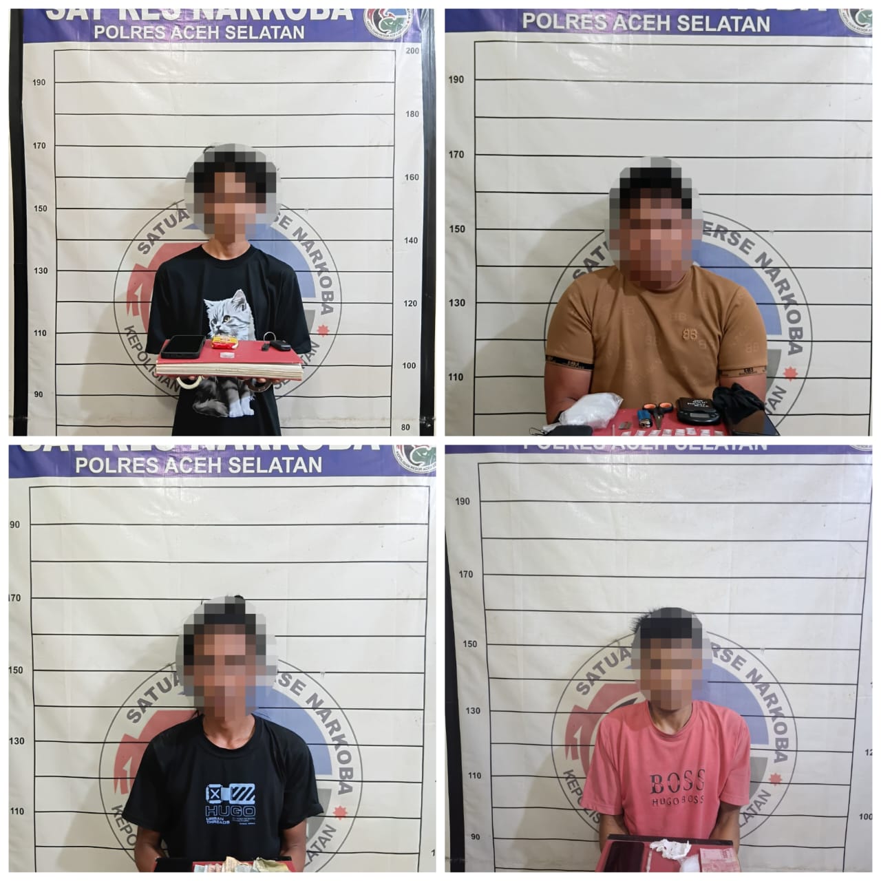 Satresnarkoba Polres Aceh Selatan Tunjukkan Komitmen Berantas Narkoba, Empat Tersangka Sabu Dibekuk