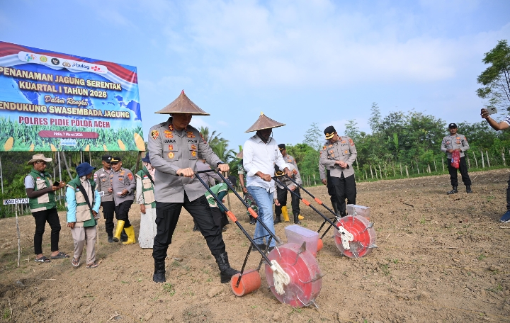 Kapolres Pidie Ikuti Tanam Raya Jagung Serentak Kuartal I 2026 Secara Virtual Bersama Kapolri