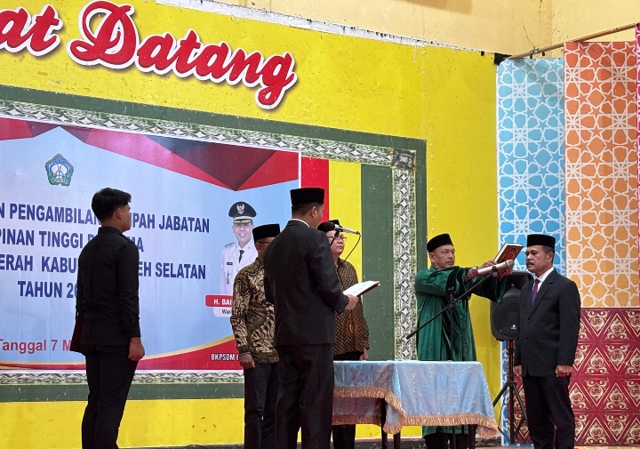 Bupati Aceh Selatan Resmi Lantik Diva Samudra Putra, SE, MM, Menjadi Sekda Definitif 
